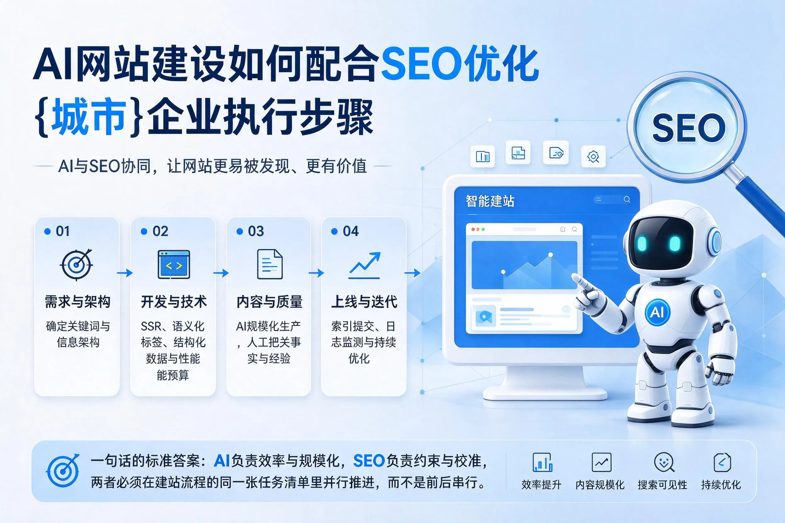 AI网站建设如何配合SEO优化，鸡西企业执行步骤