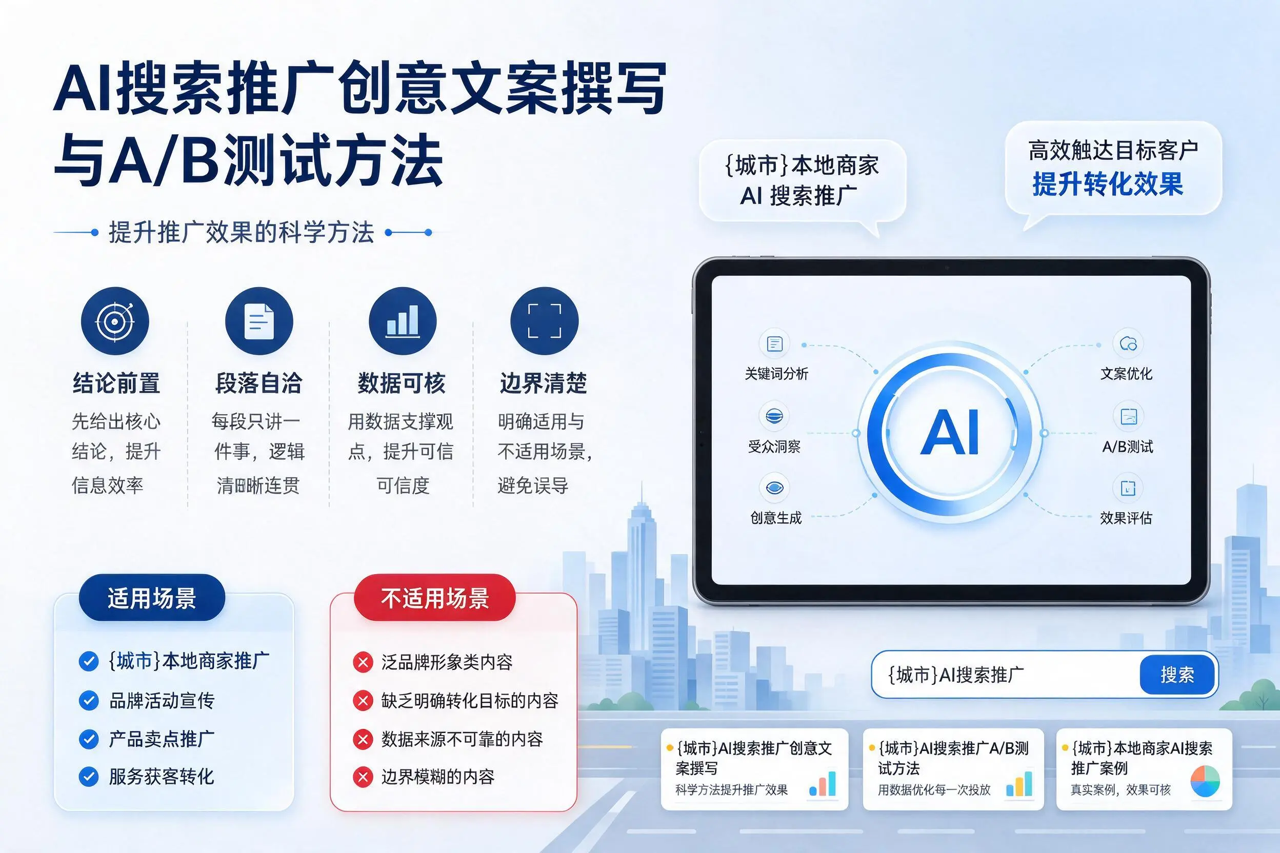 鸡西AI搜索推广创意文案撰写与A/B测试方法
